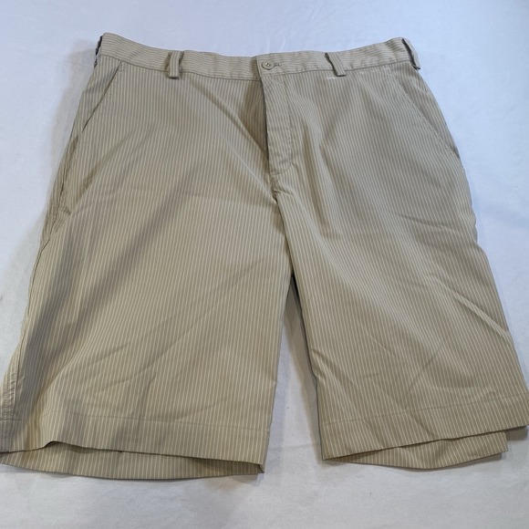 Nike Golf Dri-Fit Tan Pinstriped Perofrmance Golf Shorts Men's Size 34‎ Waist - Picture 1 of 7